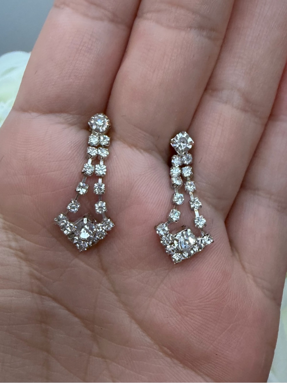 Crystal Drop Dangle Earrings - Silver Tone